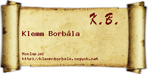 Klemm Borbála névjegykártya